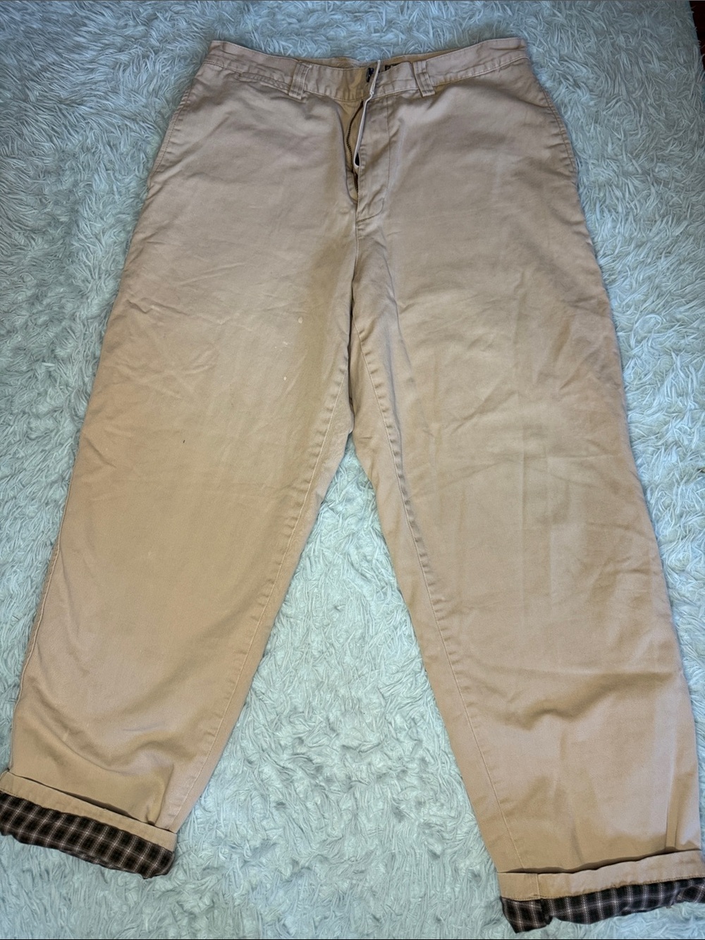 GAP Men's Khaki Tan Cotton flannel lined Chinos 34x30. 2 small spots